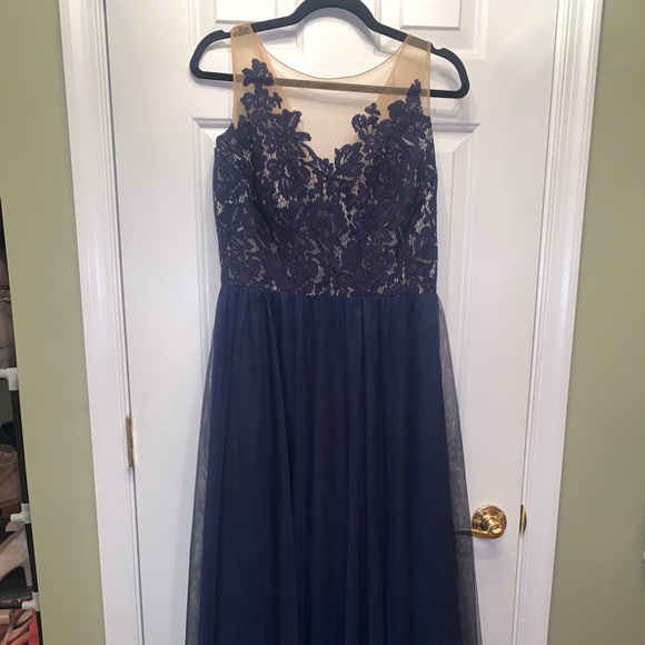 Jasmine Dresses & Skirts - Jasmine Blue Sleeveless Illusion Neckline Gown